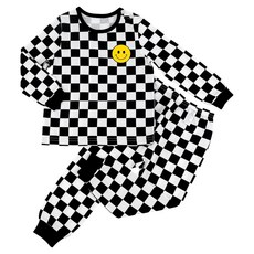 Maykids 兒童棋盤格笑臉9分30支單面家居服上下套裝