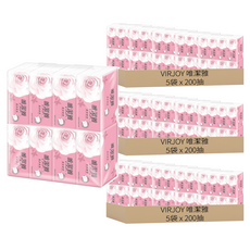 VIRJOY 唯潔雅 抽取式衛生紙 網路限定增量版 每包+100抽 200抽/包 100%原生紙漿 無螢光劑, 10包, 15袋