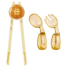 PPSU兒童學習餐具 附多階段學習筷/收納盒 耐高溫水煮, 湯匙 + 叉子 + 筷子, 咖啡色, 1組