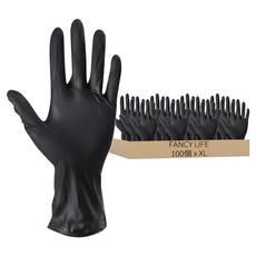 FANCY LIFE 一次性PVC手套 XL 黑色, 100個, 1盒