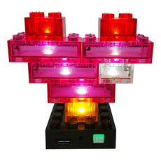 LIGHT STAX 亮亮積木 手作小顆粒系列 聲控+錄音版 9入 亮亮愛心 Set 多段發光模式 15分鐘自動關機, 1組