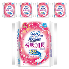 SOFY 蘇菲 瞬吸加長護墊 天然無香, 17.5cm, 28片, 5包