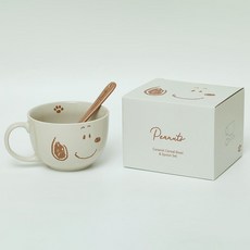 Peanuts 史努比陶瓷麥片碗+湯匙組, 1個, 史努比