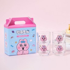 內褲兔喜怒哀樂印花燒酒杯4入組, 混色, 1組