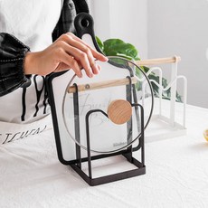 모나코올리브 망고너츠 우드랙 후라이팬 냄비뚜껑 거치대 PS20 14 x 12.5 x 19 cm, 브론즈, 1개