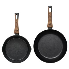 Silvat IH電磁爐適用Carino鍋具2件組, 1組, 多功能平底煎鍋 20cm+平底鍋 24cm, 黑色