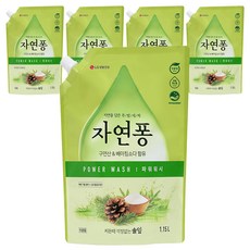 자연퐁 찌든때 걱정없는 솔잎 주방세제 파우치형, 1.15L, 5개