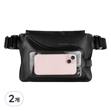 아라리 이중잠금 워터싹 휴대폰 방수팩 크로스백, 블랙, 2개