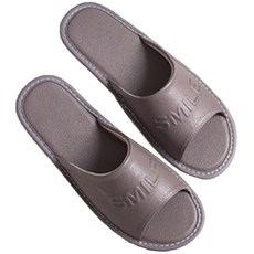 真皮頭層牛皮SMILE防滑室內拖鞋 LS08, 灰色, 1雙