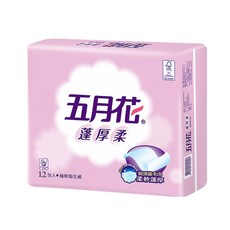五月花 蓬厚柔頂級抽取衛生紙 100張, 12包, 1袋