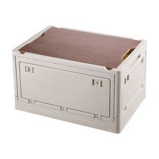 日式木蓋戶外摺疊置物箱 大號30L 露營好搭檔, 44.3 x 31.5 x 25cm, 灰白色, 1個