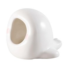 Canary 陶瓷手繪小白鯨 M-H503 倉鼠/天竺鼠/兔子陶瓷窩, 白色, 1個