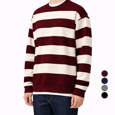 가이스토리 남성용 스트라이프 오버핏 긴팔 르네스 단가라 맨투맨