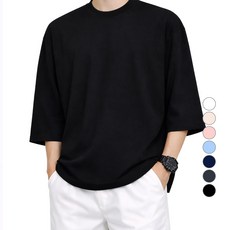 가이스토리 남성용 무지 라운드 쿠퍼 7부 반팔 티셔츠