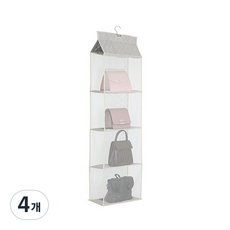 하로아 서랍식 잡화 옷걸이 4단, 베이지, 4개