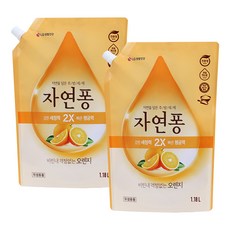 [비건라이프] 자연퐁 비린내 걱정없는 주방세제 오렌지 리필형, 1.18L, 2개