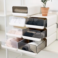 DEMIMOOD Eclip 可堆疊分隔抽屜式內衣收納盒 1格, 1個, 半透明白色