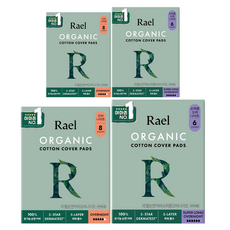 라엘 유기농 순면커버 생리대 날개형 오버나이트 8p 2팩 + 슈퍼롱 오버나이트 6p 2팩, 1세트