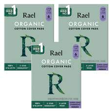 라엘 유기농 순면커버 생리대 날개형, 오버나이트 이상, 3개