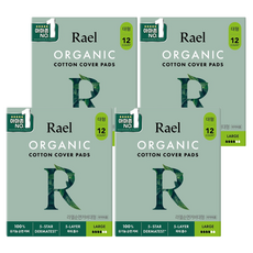 라엘 유기농 순면커버 생리대 날개형, 대형, 4개