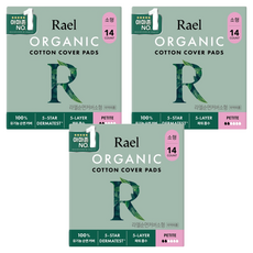 라엘 유기농 순면커버 생리대 날개형, 소형, 3개