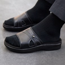 BLANC.HOMME 男士雙層緩衝辦公室拖鞋, 300, 黑色