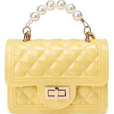 PEONIST 女款珍珠背帶迷你手提包, Light Yellow