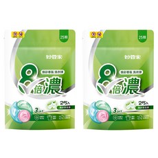 妙管家 8倍濃洗衣球, 煥彩香氛, 強效3in1, 25顆, 2袋
