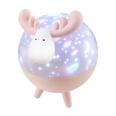 RONEVER 甜心鹿投影夜燈 152 x 141 x 182mm 412g, 甜心鹿 粉色