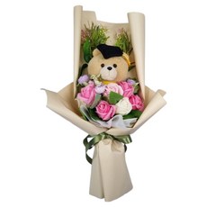 ANDFLOWER Happy 365 Teddycom Care小熊皂花公仔花束, 混色