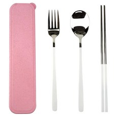 Caldo 卡朵生活 質感不鏽鋼餐具3件組 附盒 D181, 叉子 + 湯匙 + 筷子, 白色, 1組