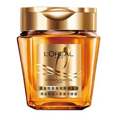 L'OREAL PARiS 巴黎萊雅 黃金胜肽高效修護髮膜 48H持續柔順亮澤 染燙受損髮適用, 250ml, 1瓶