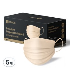 쏘픽 일회용 마스크 대형, 스킨베이지, 5개, 50개입