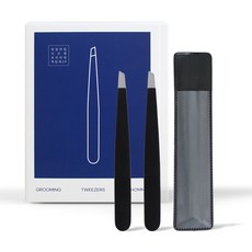 젠툴맨 정밀한팁 사선형 프리미엄 족집게, 2개, 블랙