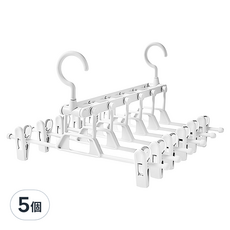 wellane 6層伸縮折疊夾子褲架, 5個, 白色