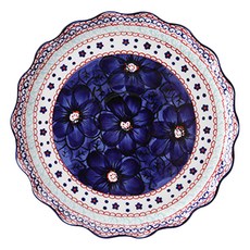 Maison Objet Praca 荷葉邊大圓盤 藍色里西亞, 1個, Blue riccia