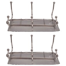 EDISH 無痕壁掛三連掛勾衣帽架 2個, 銀色, 1組