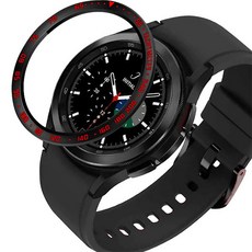 LuA lovel Galaxy Watch5/Watch4/Watch4 Classic 相容金屬錶圈保護殼 造型錶圈環, E黑色/紅色