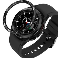 LuA lovel Galaxy Watch5/Watch4/Watch4 Classic 相容金屬錶圈保護殼 造型錶圈環, A黑色
