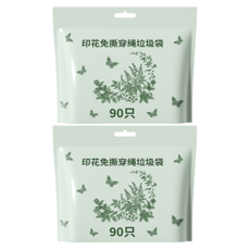 apex Innovation 免撕抽繩手提垃圾袋 艾草味 90張, 耐高溫, 廚餘大桶專用, 2捲