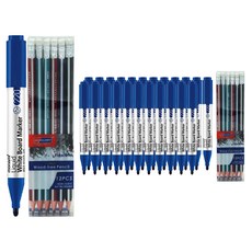 monAmi Sigmaflo 液態墨水白板筆 220 12入 + Skyglory 三角橡皮擦鉛筆 12入 套組, 藍色, 2套