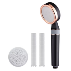 SHCJ 生活采家 沐浴除氯款 PP棉增壓過濾蓮蓬頭 混合色 1個, 黑色