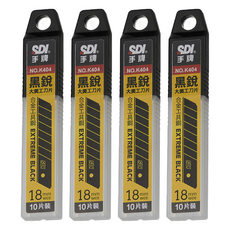 手牌 黑銳大美工刀片 K404C (黑化刀片 鋒利耐用), 18mm, 4盒