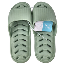 緩壓排水浴室拖鞋 簡約線條鞋面 防水好清洗, 綠色, 35/36, 1雙