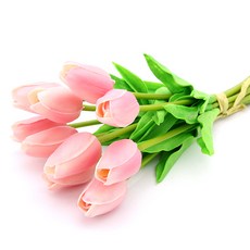 幸福村 仿真擬真鬱金香花束, 混合顏色, 1個