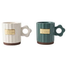 JUST HOME LOVE 線條陶瓷馬克杯 0319-43A 13 x 8.5 x 9.5cm 350ml 2個組, 顏色隨機, 1盒