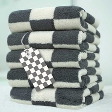 Cotton Harmony 飯店圖案毛巾 200g 40支精梳棉, 棋盤格灰色, 5個