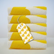 Cotton Harmony 圖案毛巾 200g 40支精梳棉, 愛心金黃色, 5個