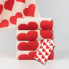 Cotton Harmony 優質紗染設計飯店圖案毛巾 200g 40支精梳棉, 愛心猩紅色, 5個