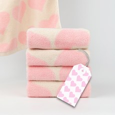 Cotton Harmony 頂級紗染設計飯店圖案毛巾 200g 40支精梳棉, 愛心糖果粉, 5個